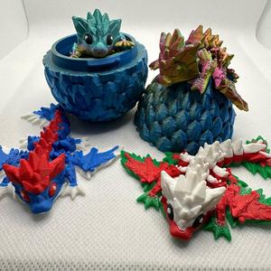2 Inch Tiny Crystal Dragon Figurine by Cinderwing 3D - Red-Orange-White/Red-Orange-Yellow/Orange-Yellow-White/Metallic Tricolor Color Options